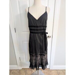 Ann Taylor Loft Womens 8 P Pleated Dress Black Velvet Babydoll Goth Whimisi